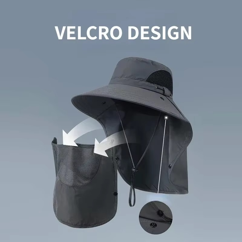 Cappello da Sole Esterno con Protezione UV e Visiera Larga e Falda per il Collo per Escursionismo, Pesca e Campeggio