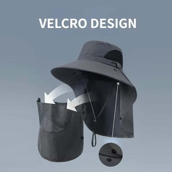 Cappello da Sole Esterno con Protezione UV e Visiera Larga e Falda per il Collo per Escursionismo, Pesca e Campeggio