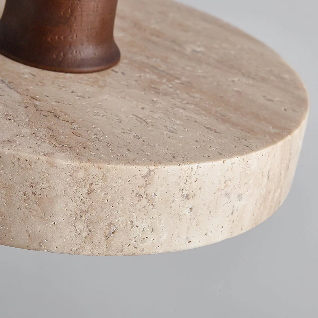 SabiStone: Lampada a sospensione Wabi-Sabi in pietra fatta a mano con legno di noce – per camere da letto e comodini