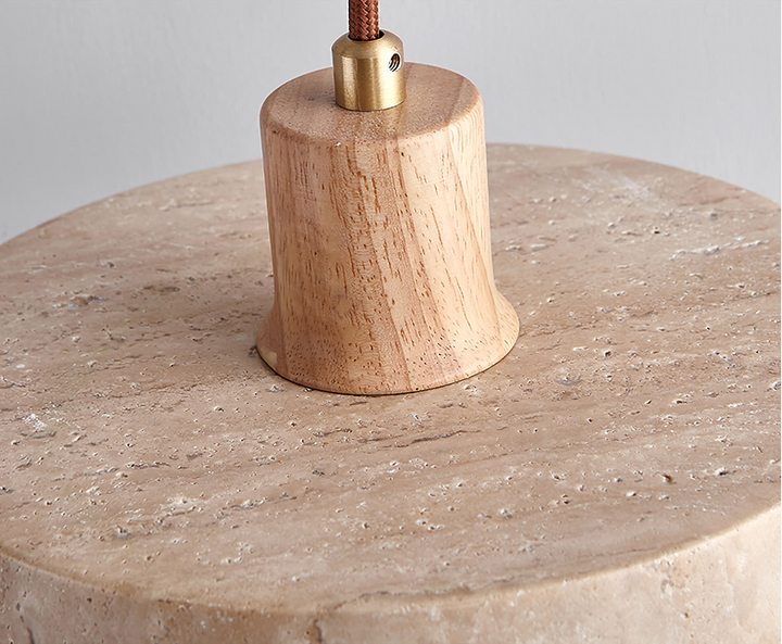 SabiStone: Lampada a sospensione Wabi-Sabi in pietra fatta a mano con legno di noce – per camere da letto e comodini