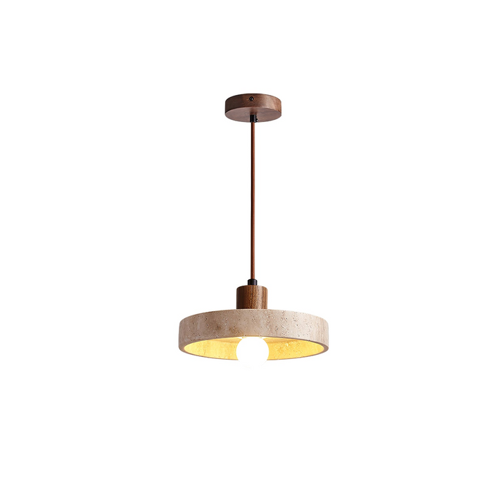 SabiStone: Lampada a sospensione Wabi-Sabi in pietra fatta a mano con legno di noce – per camere da letto e comodini