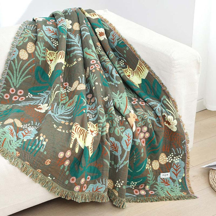 SavannenTraum: Coperte in cotone con funzione reversibile e motivo marcato – per camera da letto e lounge