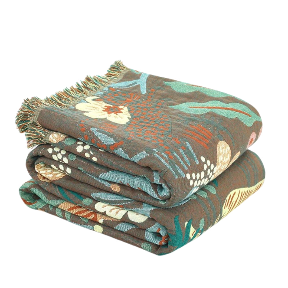 SavannenTraum: Coperte in cotone con funzione reversibile e motivo marcato – per camera da letto e lounge
