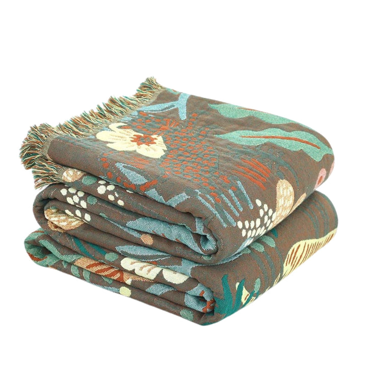 SavannenTraum: Coperte in cotone con funzione reversibile e motivo marcato – per camera da letto e lounge
