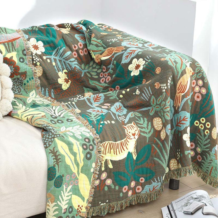 SavannenTraum: Coperte in cotone con funzione reversibile e motivo marcato – per camera da letto e lounge