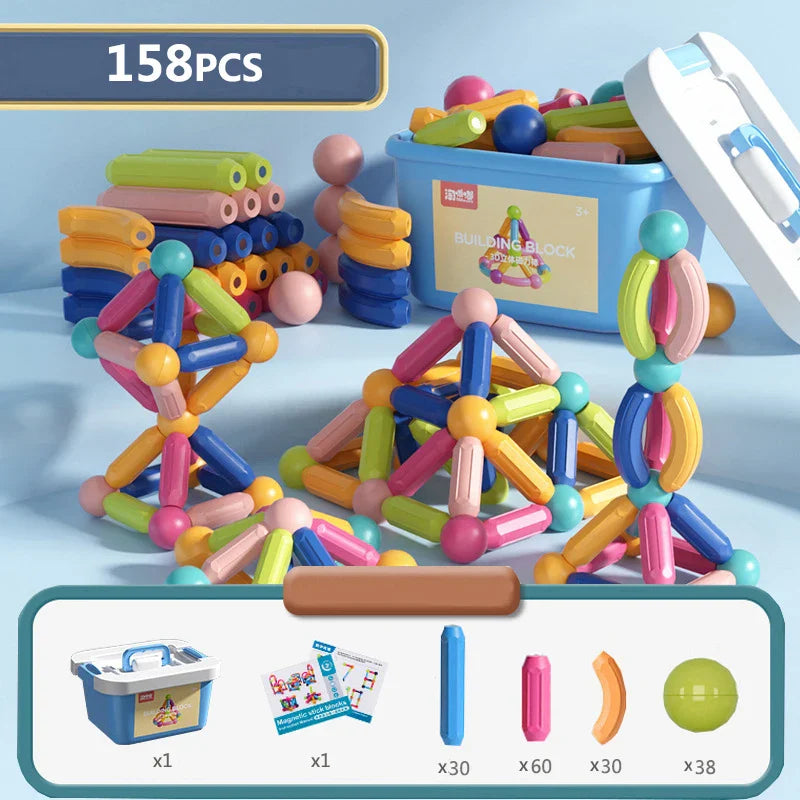 Set di Blocchi Magnetici per Bambini - Giocattolo Educativo Montessori per Bambini, Regalo Creativo per Costruzioni