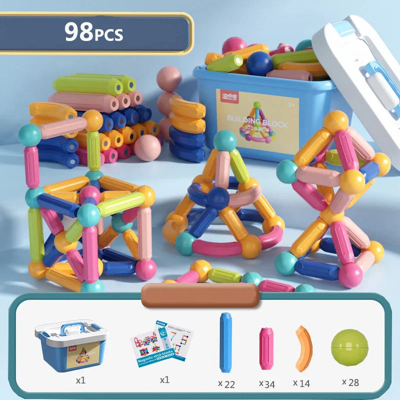 Set di Blocchi Magnetici per Bambini - Giocattolo Educativo Montessori per Bambini, Regalo Creativo per Costruzioni