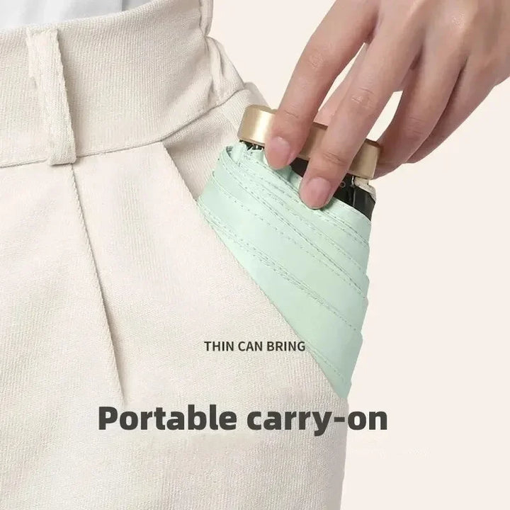 Mini Ombrello Zon Pocket Pioggia Ombrello - Vinile Pieghevole Protezione UV Parasole Capsule