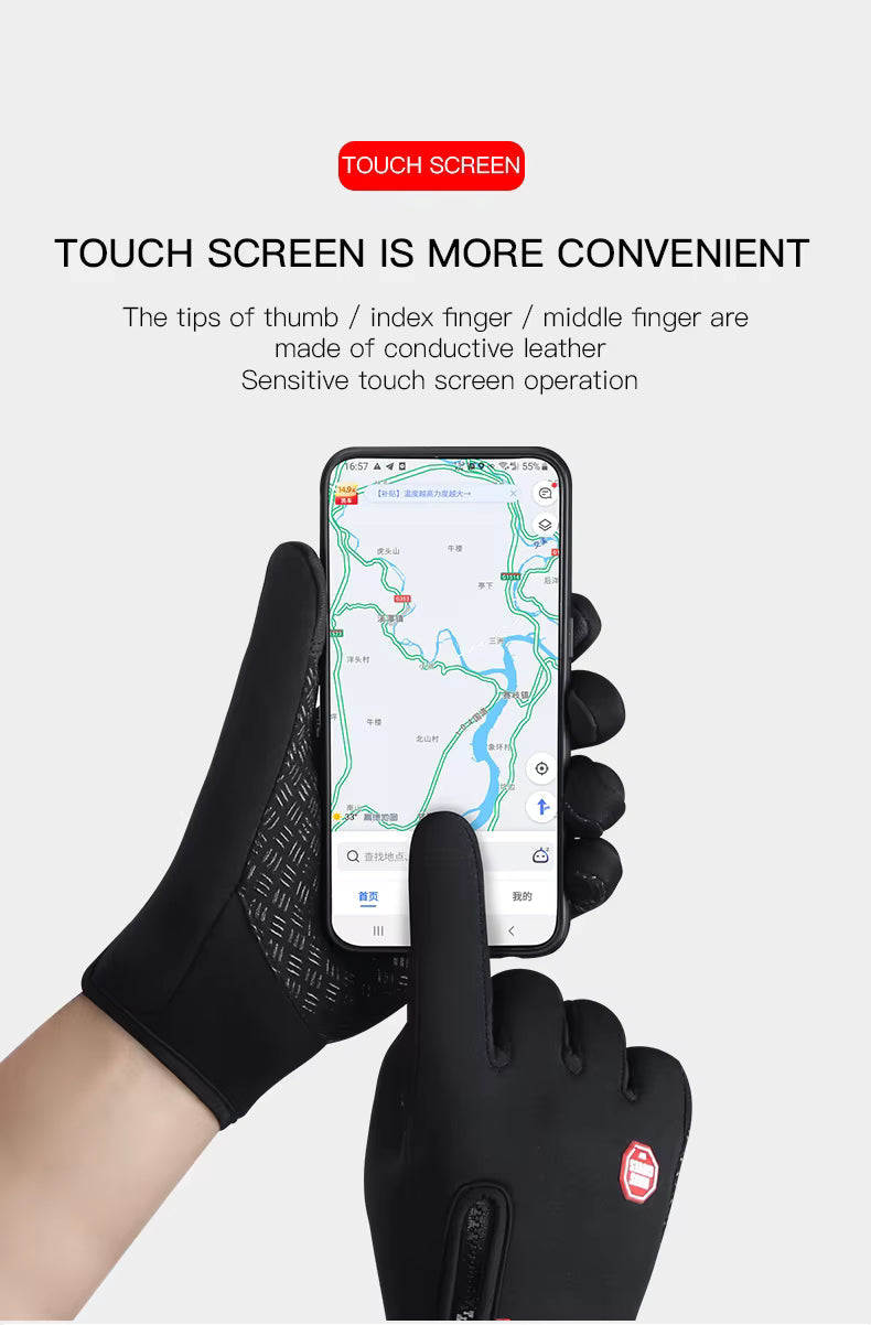 Guanti termici invernali con touchscreen – antivento e idrorepellenti, guanti unisex antiscivolo per ciclismo e clima freddo