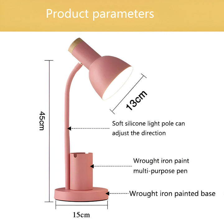 ScandiShine: Lampada da scrivania LED con elegante portapenne – Lampada da tavolo per ufficio e soggiorno