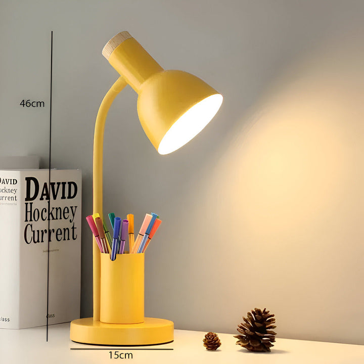 ScandiShine: Lampada da scrivania LED con elegante portapenne – Lampada da tavolo per ufficio e soggiorno