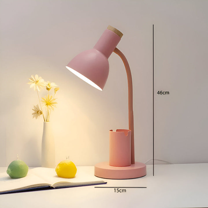 ScandiShine: Lampada da scrivania LED con elegante portapenne – Lampada da tavolo per ufficio e soggiorno