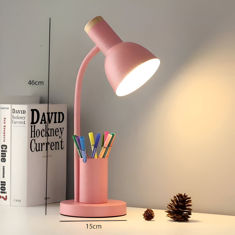 ScandiShine: Lampada da scrivania LED con elegante portapenne – Lampada da tavolo per ufficio e soggiorno