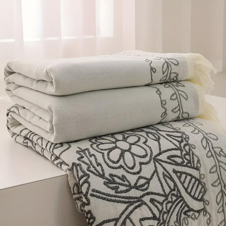 ScandiWebstuhl: Coperta in cotone reversibile con motivo jacquard e struttura moderna – per camera da letto e soggiorno