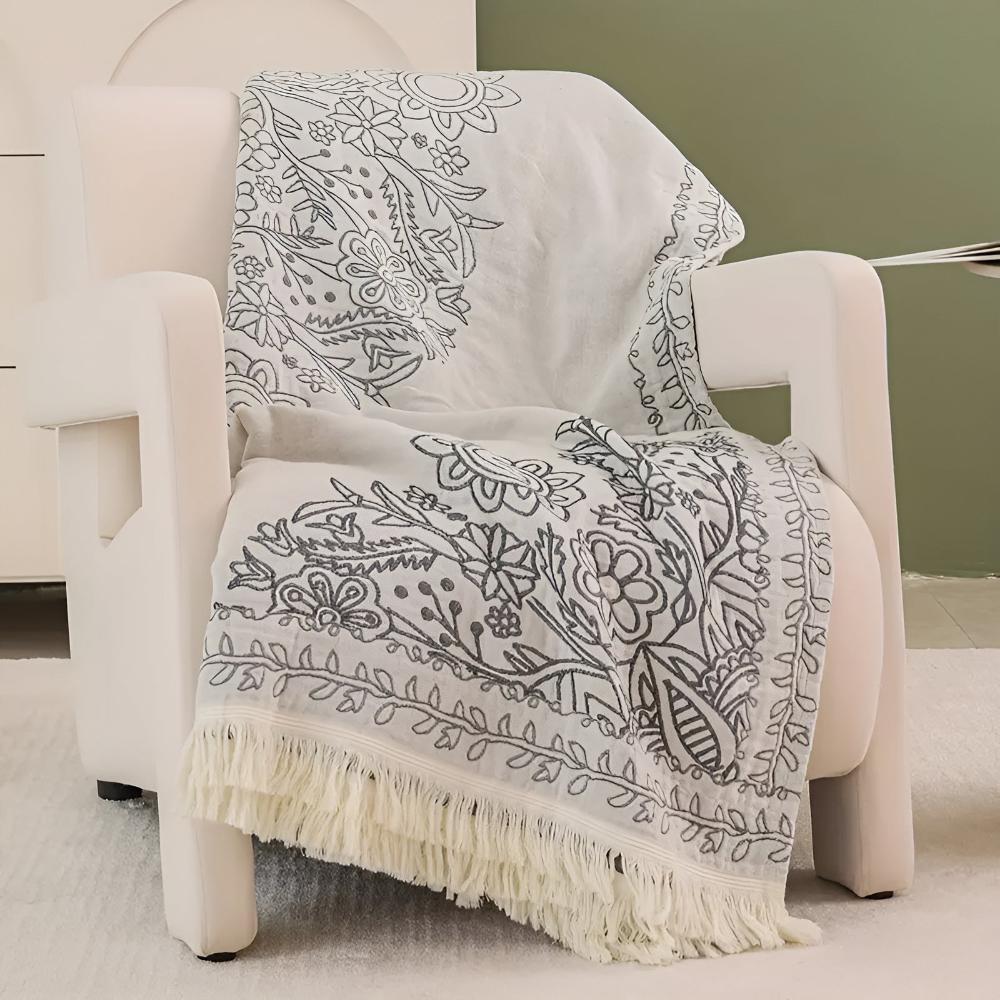ScandiWebstuhl: Coperta in cotone reversibile con motivo jacquard e struttura moderna – per camera da letto e soggiorno