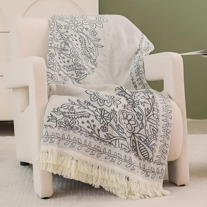ScandiWebstuhl: Coperta in cotone reversibile con motivo jacquard e struttura moderna – per camera da letto e soggiorno