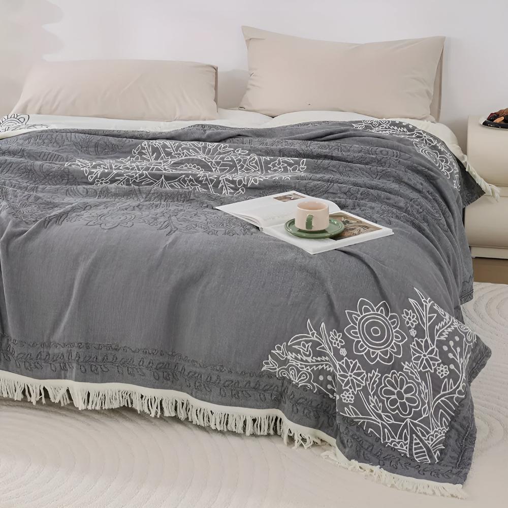 ScandiWebstuhl: Coperta in cotone reversibile con motivo jacquard e struttura moderna – per camera da letto e soggiorno