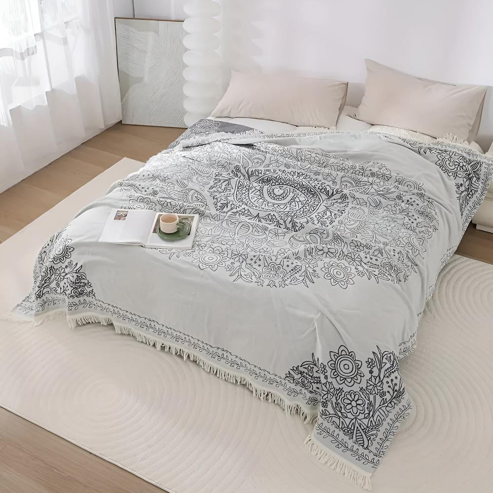 ScandiWebstuhl: Coperta in cotone reversibile con motivo jacquard e struttura moderna – per camera da letto e soggiorno