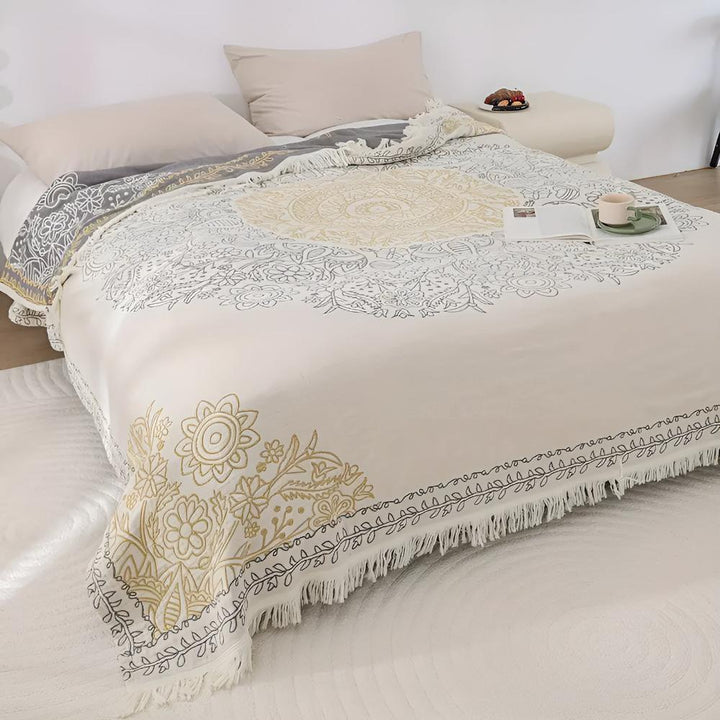 ScandiWebstuhl: Coperta in cotone reversibile con motivo jacquard e struttura moderna – per camera da letto e soggiorno