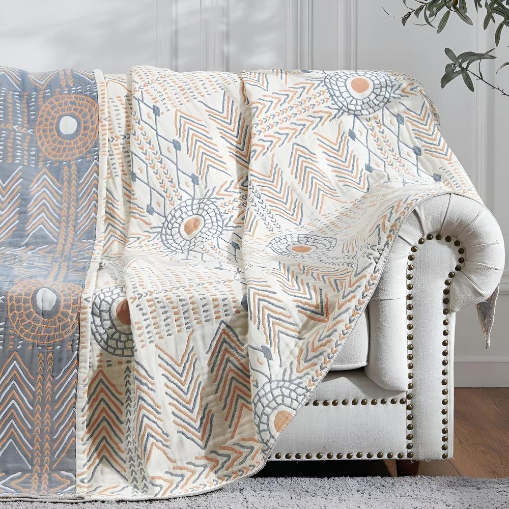 Schicker Webstuhl: Coperta in cotone reversibile con elegante struttura e morbida texture – per divano e camera da letto