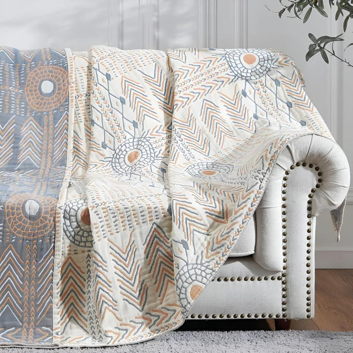 Schicker Webstuhl: Coperta in cotone reversibile con elegante struttura e morbida texture – per divano e camera da letto