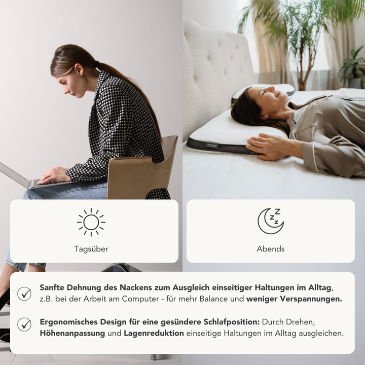 SchlafGleichgewicht: Cuscino per il collo – supportante e amico della pelle per diverse posizioni di sonno