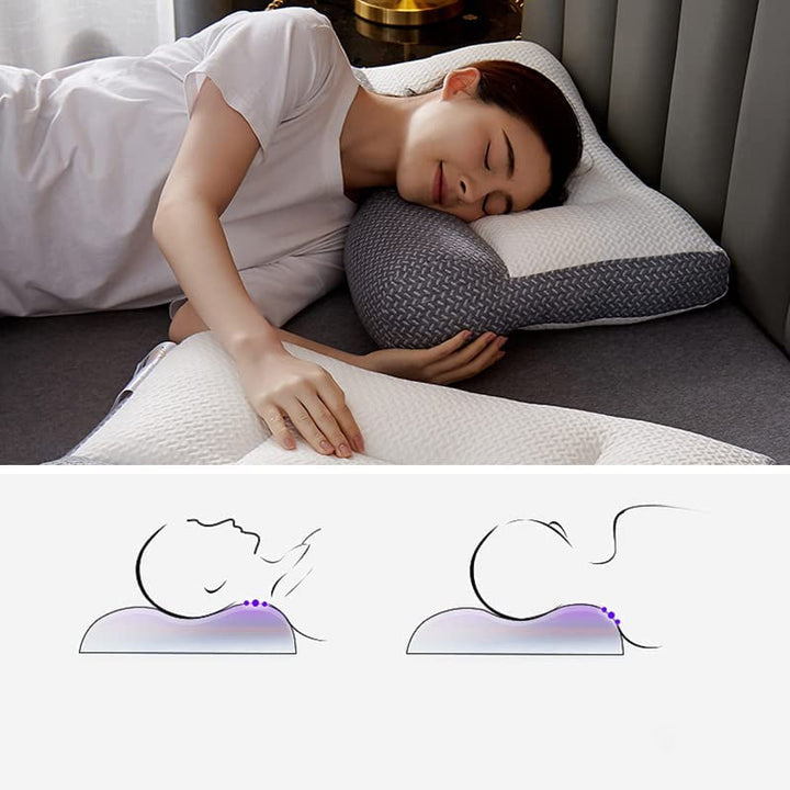 SchlafGut: Cuscino ergonomico per il collo in schiuma memory con rivestimento traspirante – per chi dorme sulla schiena e di lato