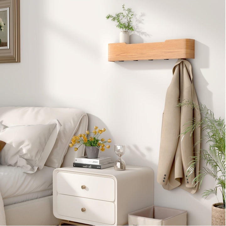 SchlüsselHolz: Appendiabiti da parete – moderno scaffale in legno con ganci, salvaspazio e decorativo per corridoio e camera da letto