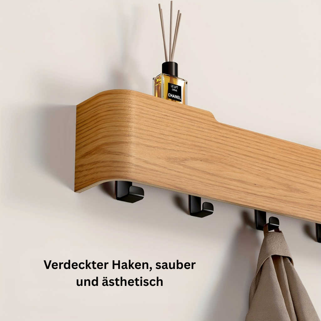 SchlüsselHolz: Appendiabiti da parete – moderno scaffale in legno con ganci, salvaspazio e decorativo per corridoio e camera da letto