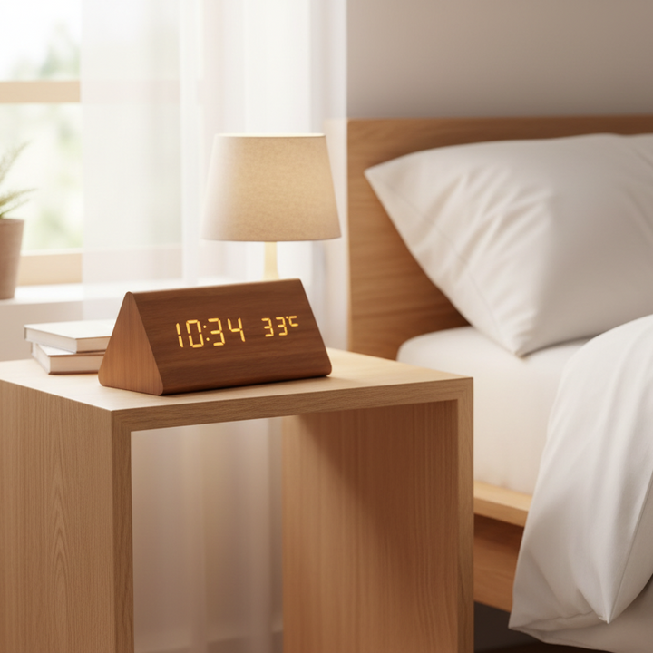 WOODSENSE – Orologio in Legno LED con Controllo Vocale per una Stile di Visualizzazione del Tempo