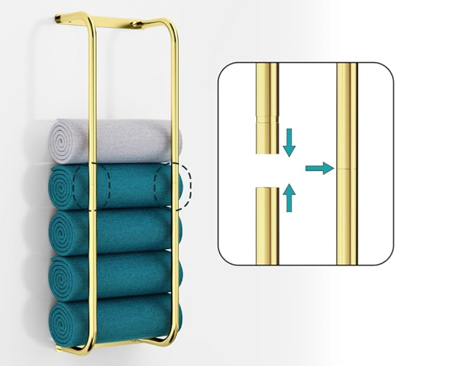 StilRaum: Portasciugamani da bagno – elegante supporto a muro in acciaio inox, stabile e decorativo per bagni piccoli