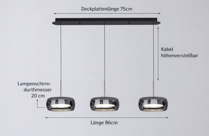 AureliaLinea: Moderna lampada a sospensione LED rotonda con dimmeraggio continuo e controllo della temperatura di colore – per soggiorno e cucina