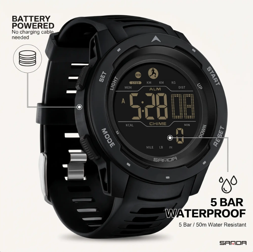 Orologio Digitale da Pedometria Militare Impermeabile