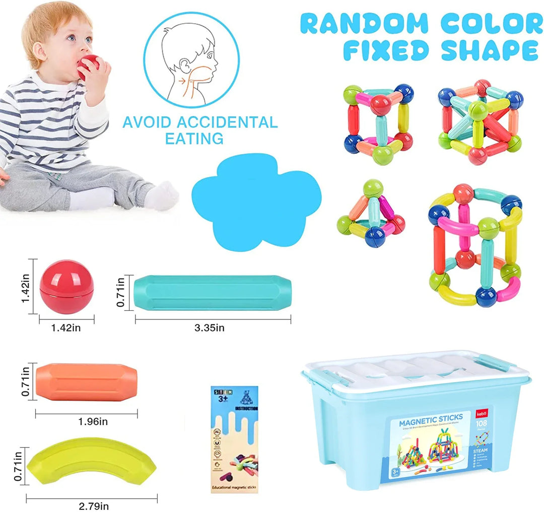 Set di Blocchi Magnetici per Bambini - Giocattolo Educativo Montessori per Bambini, Regalo Creativo per Costruzioni