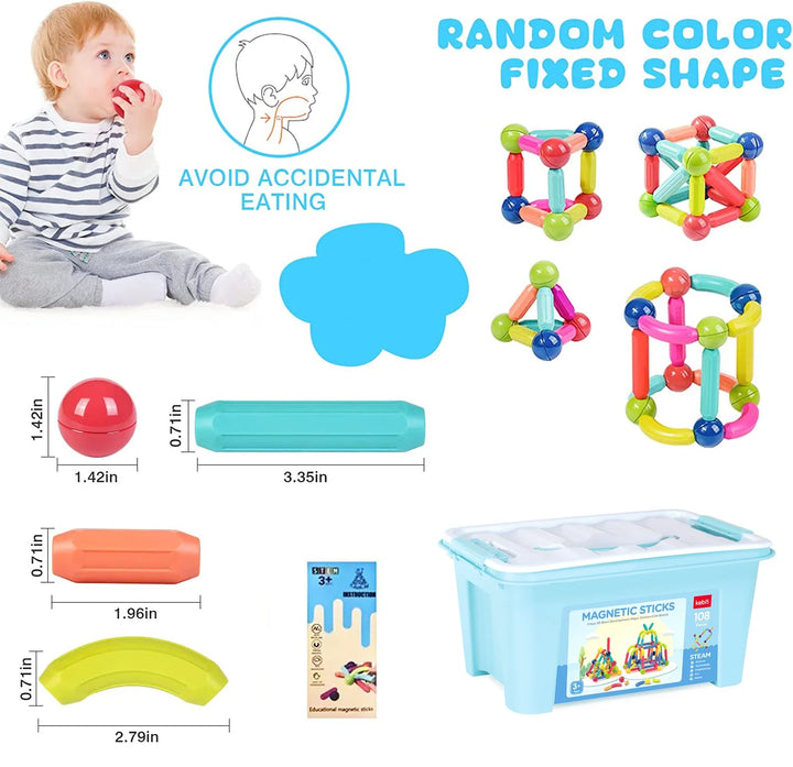 Set di Blocchi Magnetici per Bambini - Giocattolo Educativo Montessori per Bambini, Regalo Creativo per Costruzioni