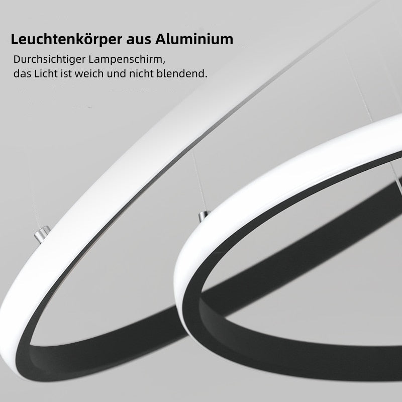 Seraphis: moderna lampada a sospensione LED dal design ad anello – per sala da pranzo e soggiorno