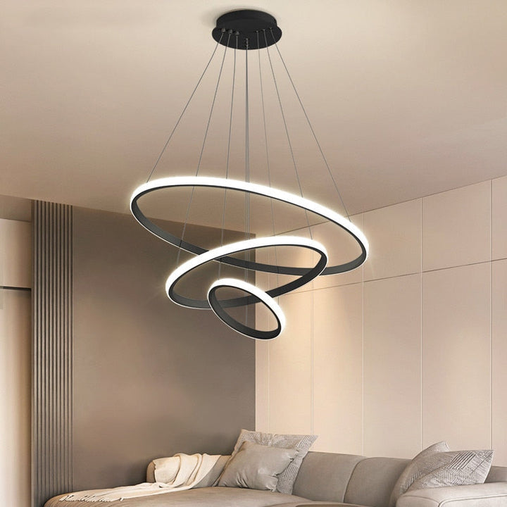 Seraphis: moderna lampada a sospensione LED dal design ad anello – per sala da pranzo e soggiorno