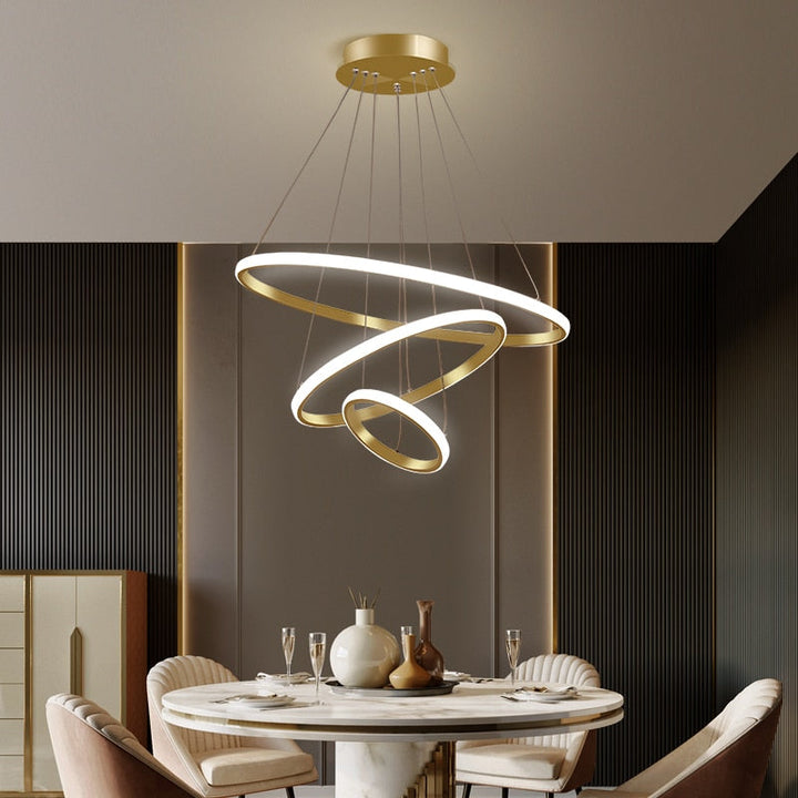 Seraphis: moderna lampada a sospensione LED dal design ad anello – per sala da pranzo e soggiorno