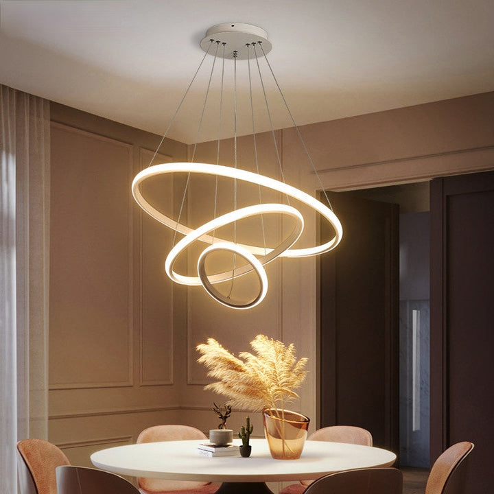 Seraphis: moderna lampada a sospensione LED dal design ad anello – per sala da pranzo e soggiorno
