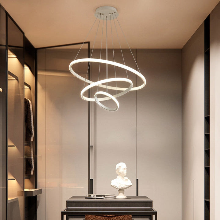 Seraphis: moderna lampada a sospensione LED dal design ad anello – per sala da pranzo e soggiorno