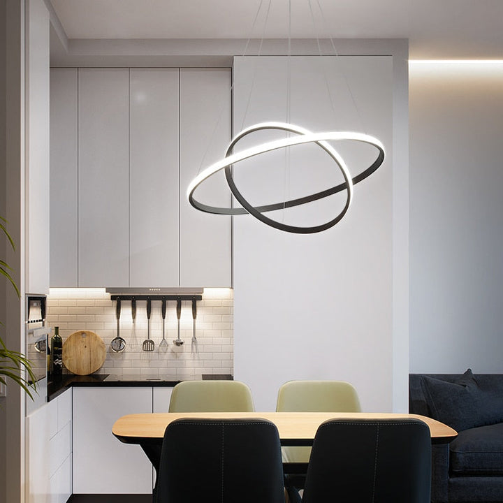 Seraphis: moderna lampada a sospensione LED dal design ad anello – per sala da pranzo e soggiorno