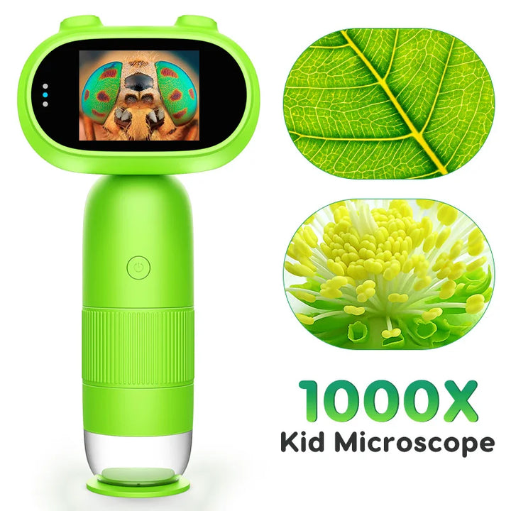 Microscopio Digitale Portatile per Bambini - Ingrossamento 1000x, Schermo IPS da 2"