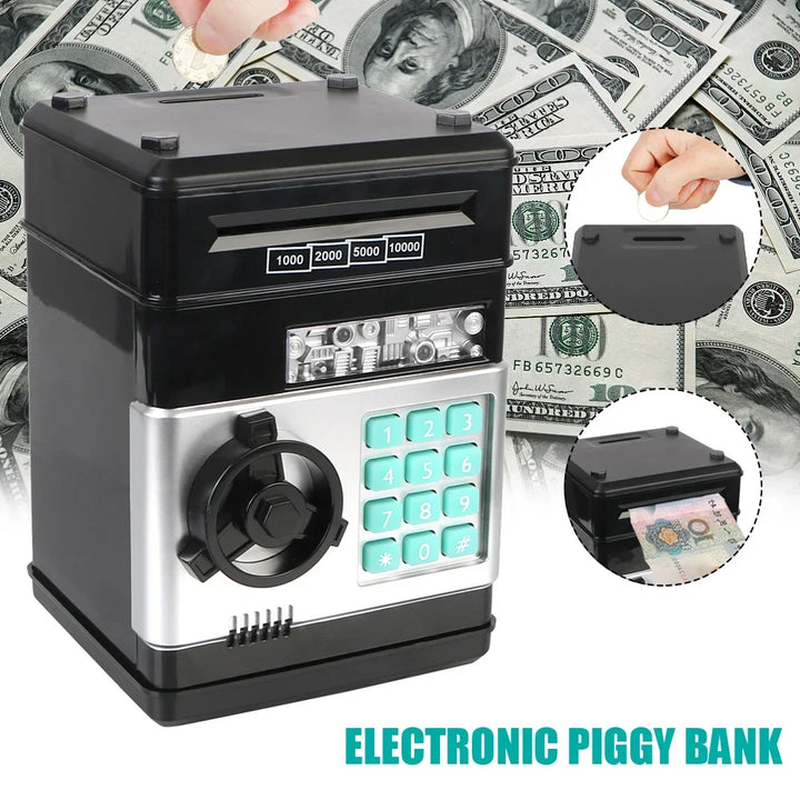 Hucha Elettronica Mini Cassaforte con Serratura a Codice - Cassa di Risparmio per Monete e Banconote per Bambini, Regalo Finanziario Divertente