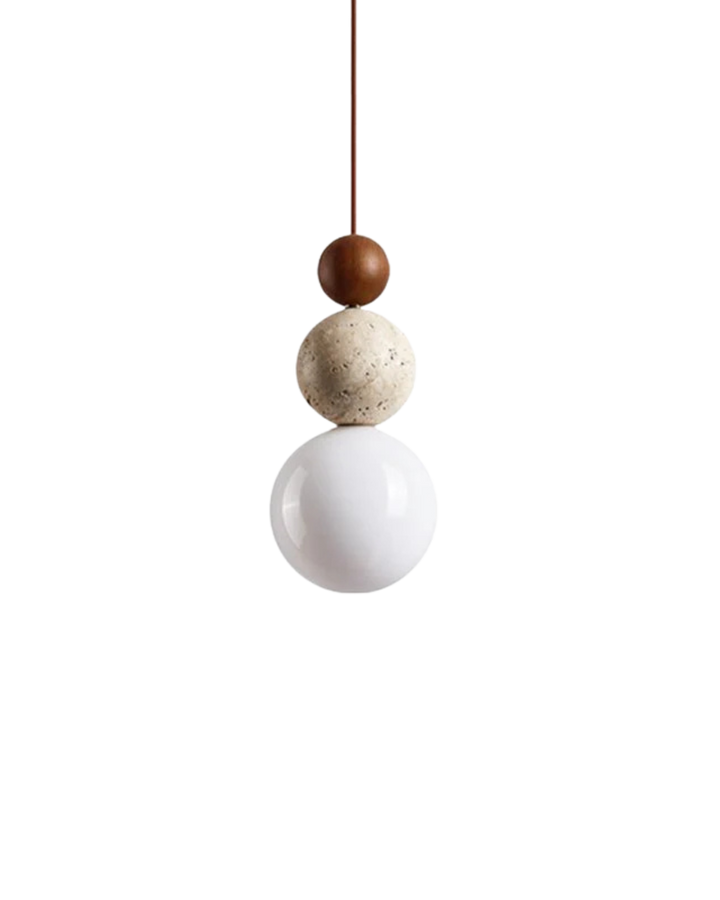 SilenVéra: Lampada a sospensione moderna in legno con sfera di vetro e luce LED bianca calda – per sala da pranzo e soggiorno
