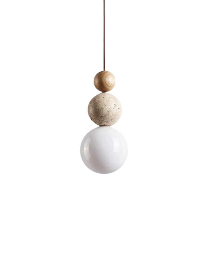 SilenVéra: Lampada a sospensione moderna in legno con sfera di vetro e luce LED bianca calda – per sala da pranzo e soggiorno