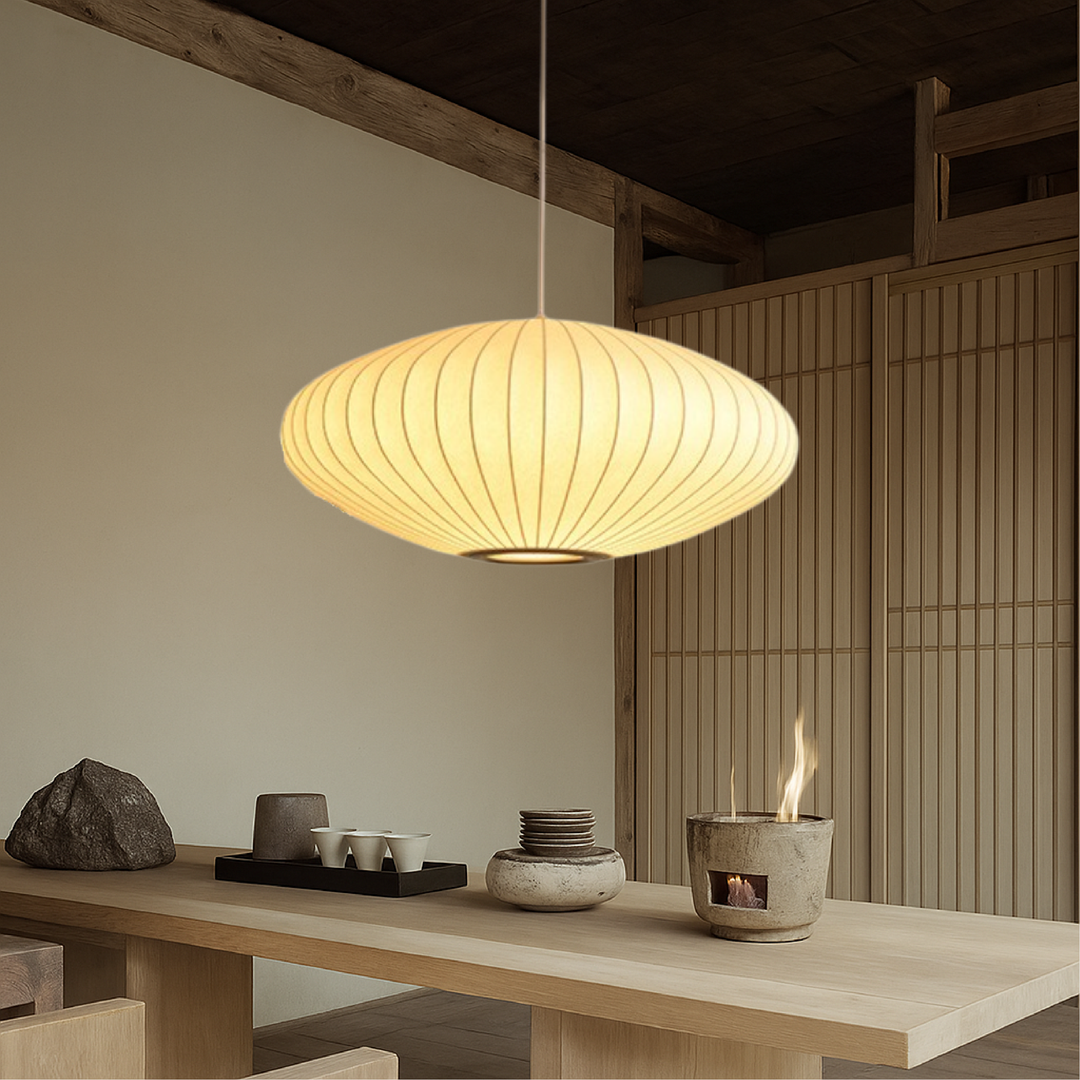 Silkaura: Lampada a sospensione LED in tessuto di seta – design e eleganza italiana