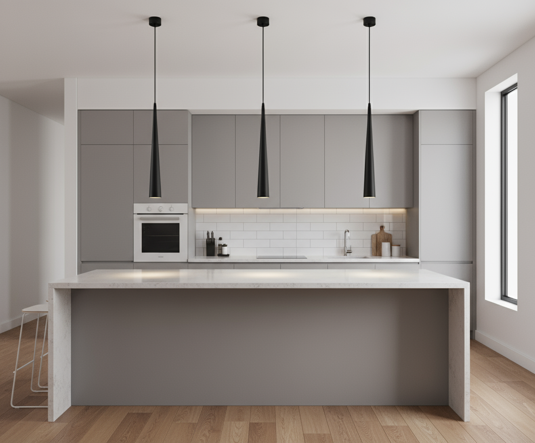 SilvoraBeam: Lampada a sospensione LED in alluminio dimmerabile – Design moderno per cucina e zona pranzo
