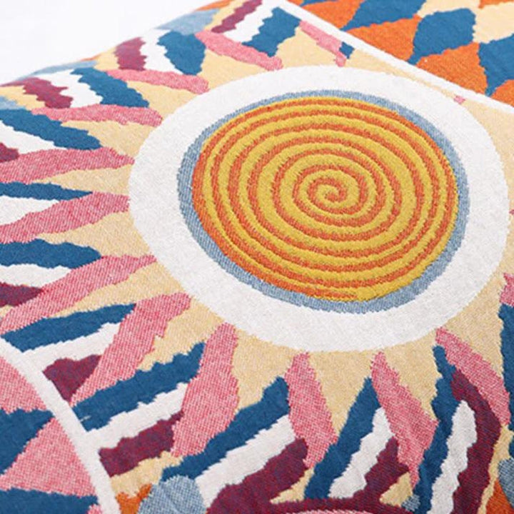 SkandiSonne: Fodera per cuscino con bottoni e stampa solare – decorativa e confortevole per la camera da letto (2 pezzi)