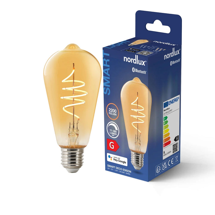 Lampadina Smart Deco Edison E27 ST64 380lm, Ambra