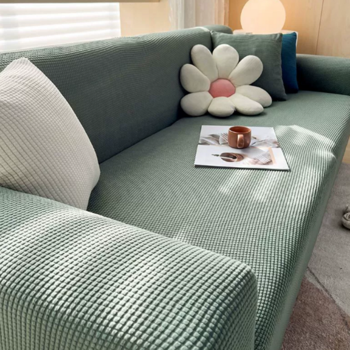 SofaGuard: Copertura per divano in jacquard impermeabile con retro antiscivolo e tessuto facile da pulire – per soggiorno e famiglie